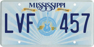 MS license plate LVF457