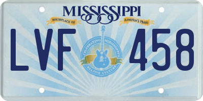 MS license plate LVF458