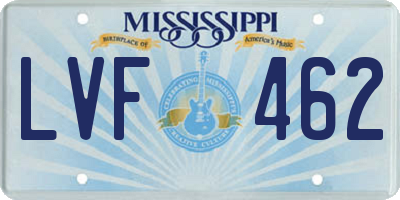 MS license plate LVF462