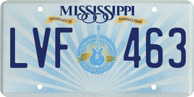 MS license plate LVF463