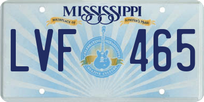 MS license plate LVF465