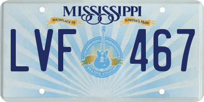 MS license plate LVF467