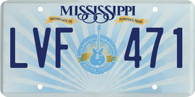 MS license plate LVF471