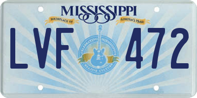 MS license plate LVF472