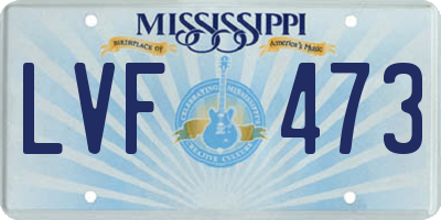MS license plate LVF473