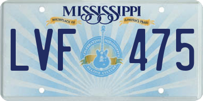 MS license plate LVF475