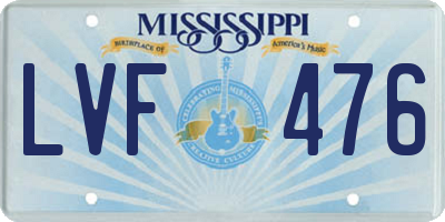 MS license plate LVF476