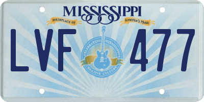 MS license plate LVF477
