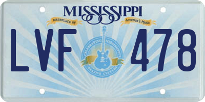 MS license plate LVF478