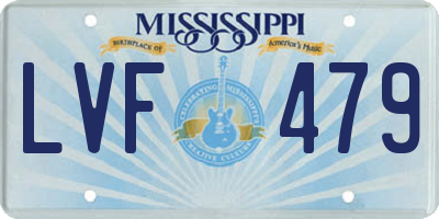 MS license plate LVF479
