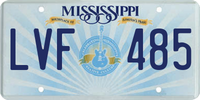 MS license plate LVF485