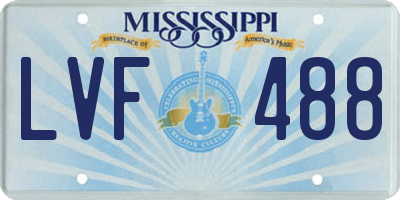 MS license plate LVF488