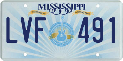 MS license plate LVF491