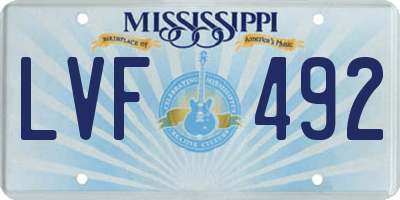 MS license plate LVF492