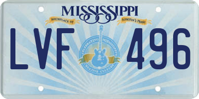 MS license plate LVF496