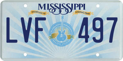 MS license plate LVF497