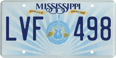 MS license plate LVF498
