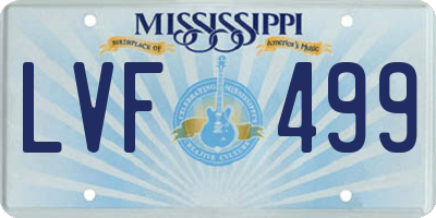 MS license plate LVF499
