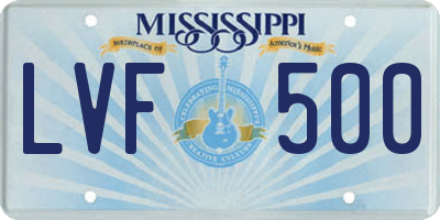 MS license plate LVF500