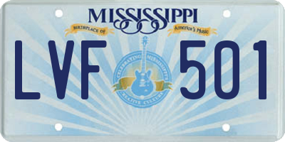 MS license plate LVF501