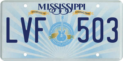 MS license plate LVF503