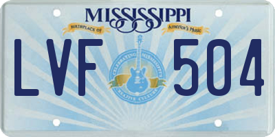 MS license plate LVF504