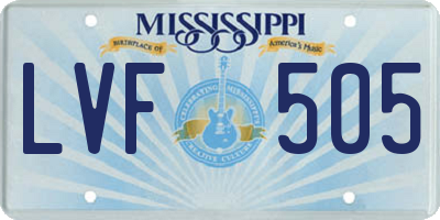 MS license plate LVF505