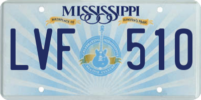 MS license plate LVF510
