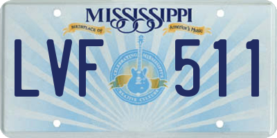 MS license plate LVF511