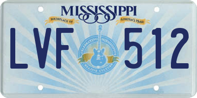 MS license plate LVF512
