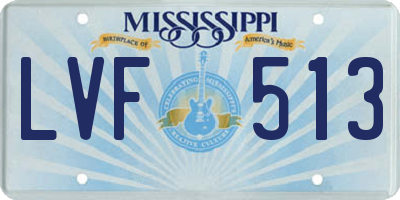 MS license plate LVF513