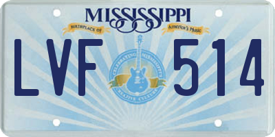 MS license plate LVF514