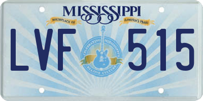MS license plate LVF515