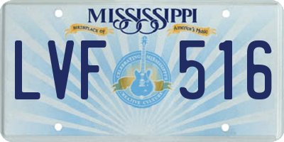 MS license plate LVF516