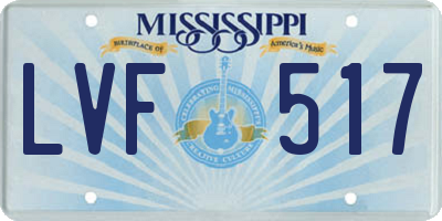 MS license plate LVF517