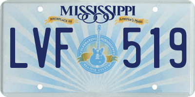 MS license plate LVF519