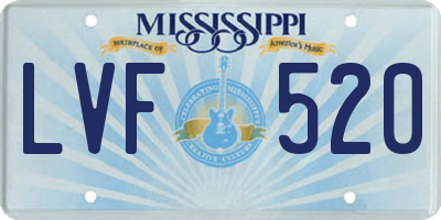 MS license plate LVF520