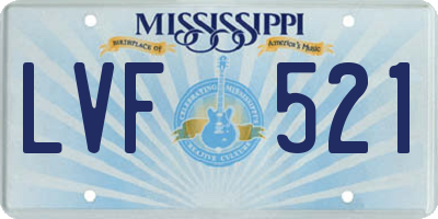 MS license plate LVF521