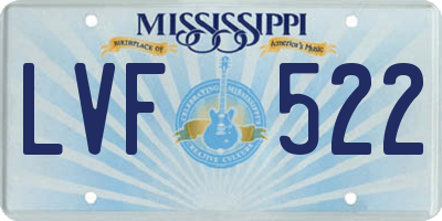 MS license plate LVF522