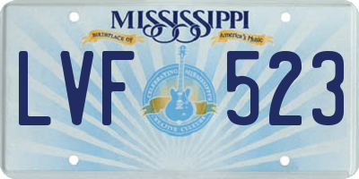 MS license plate LVF523