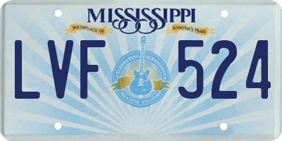MS license plate LVF524