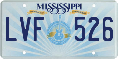 MS license plate LVF526