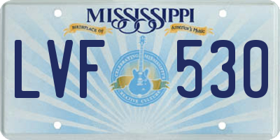 MS license plate LVF530