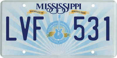 MS license plate LVF531