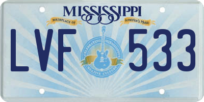 MS license plate LVF533