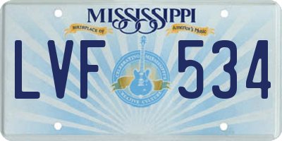 MS license plate LVF534