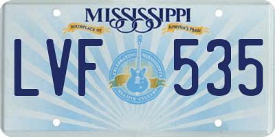 MS license plate LVF535