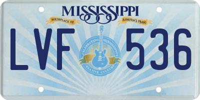 MS license plate LVF536