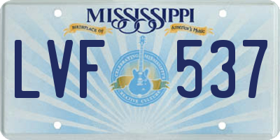 MS license plate LVF537