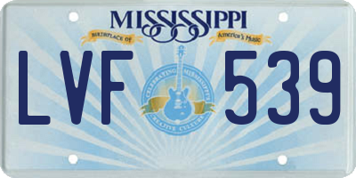 MS license plate LVF539